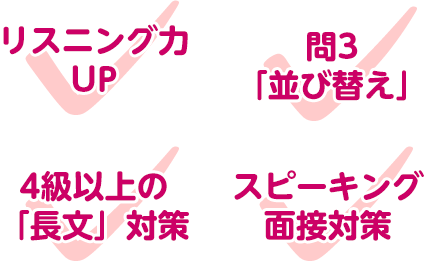 リスニング力UP 問3「並び替え」 4級以上の「長文」対策 スピーキング・面接対策